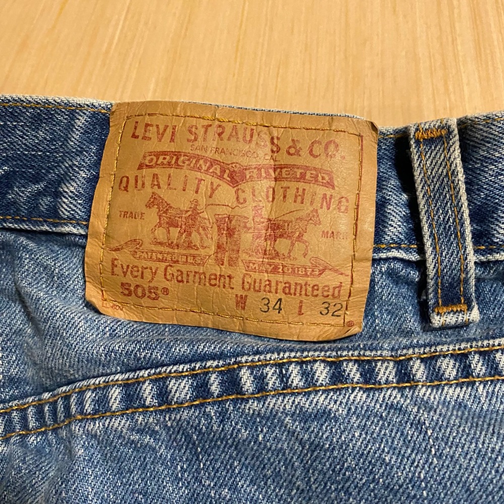 Levis 505 Regular Fit Straight Leg Jeans Mens 34x32 Medium Wash Blue Denim - Picture 5 of 5